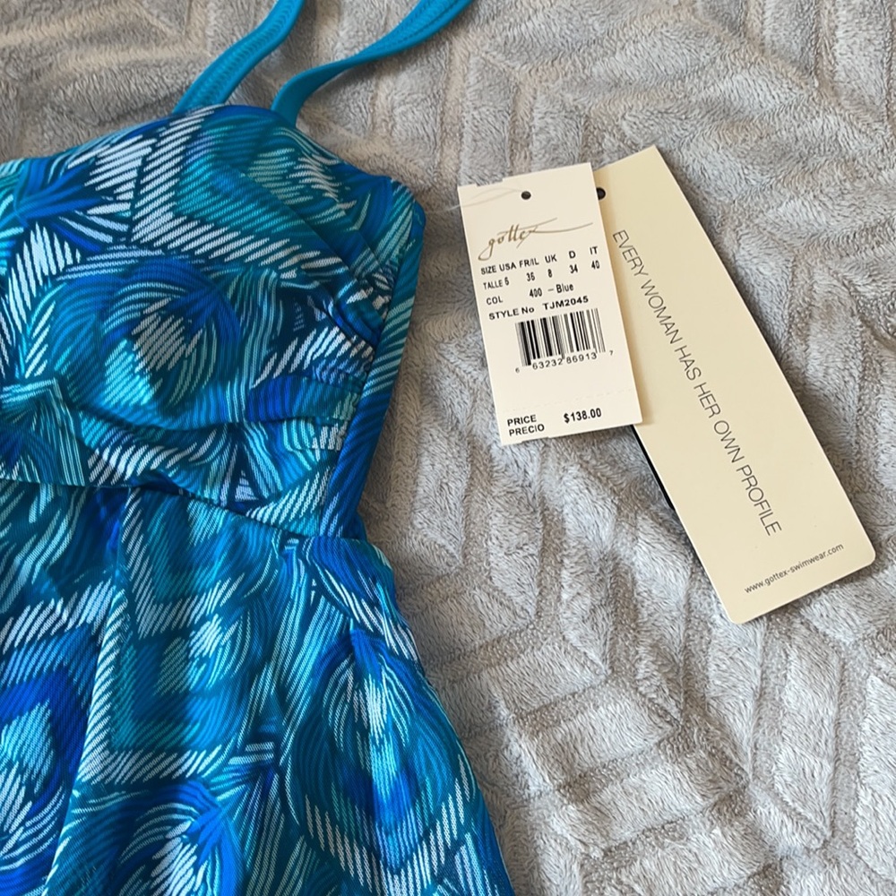 NWT Gottex  blue one piece  size 6 - Picture 2 of 4
